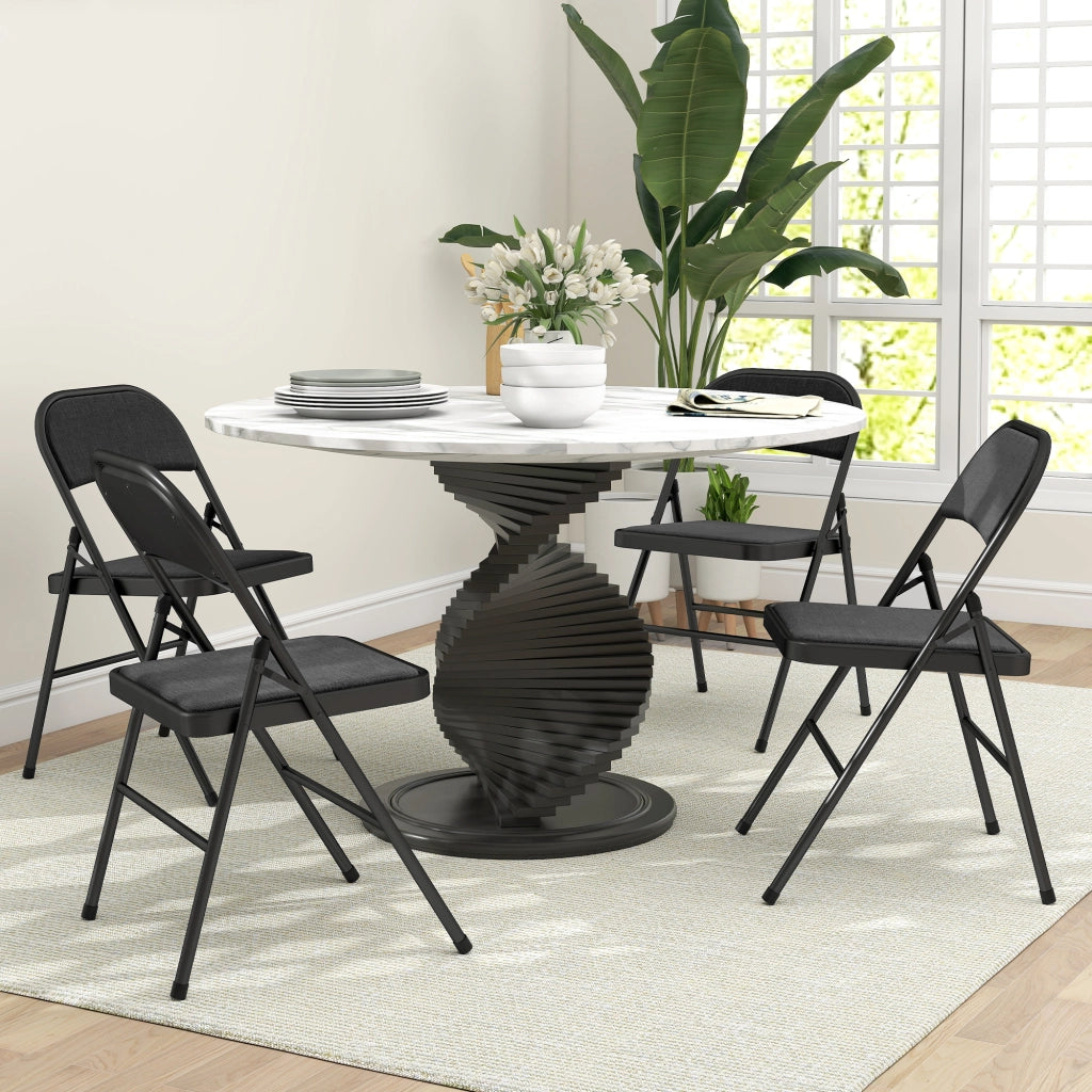 Set 4 Sedie Pieghevoli ¨C Minimal ¨C Metallo Nero