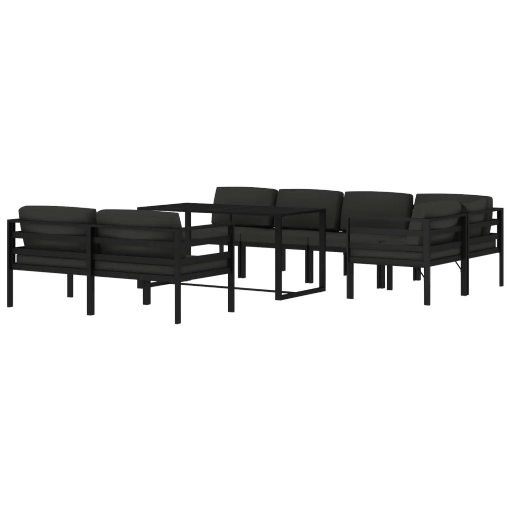 Set Divani da Giardino 8 pz con Cuscini in Alluminio Antracite