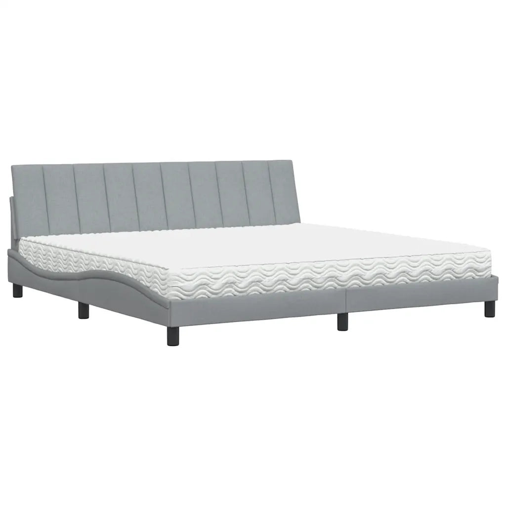 Letto con Materasso Hanko Grigio Chiaro 200x200 cm in Tessuto 3310552