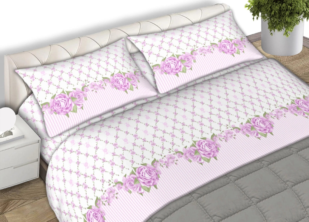 Completo Lenzuola Matrimoniale 100% Cotone Made Italy Disegno Classic CN - Matrimoniale - Rosa