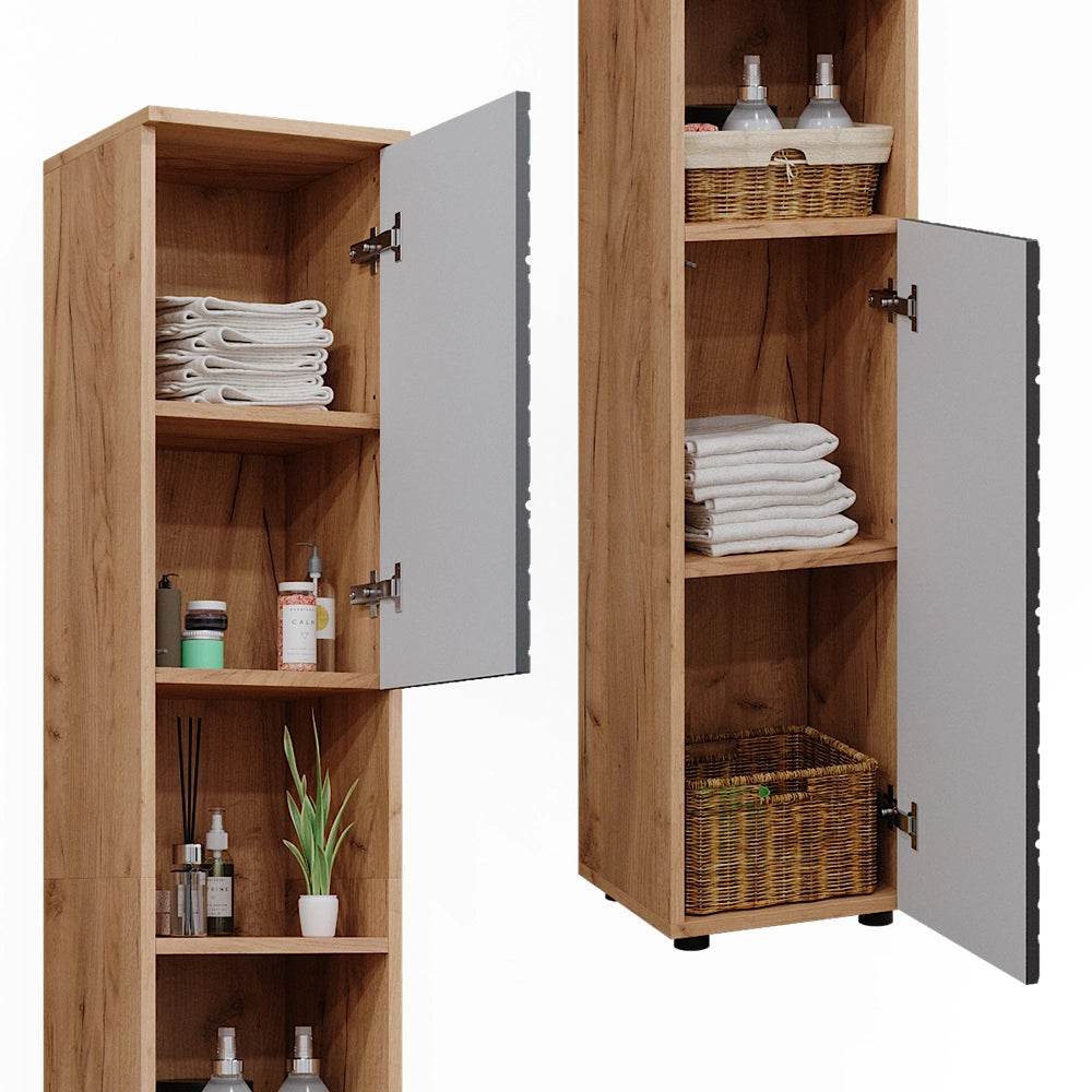 Vicco Mobiletto da bagno Antracite con struttura a nido d'ape 30 x 192 cm