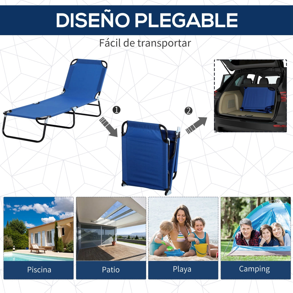 Sdraio Pieghevole con Tettoia e Schienale Regolabile per Giardino Terrazza ¨C Minimal ¨C 187x58x36cm Blu