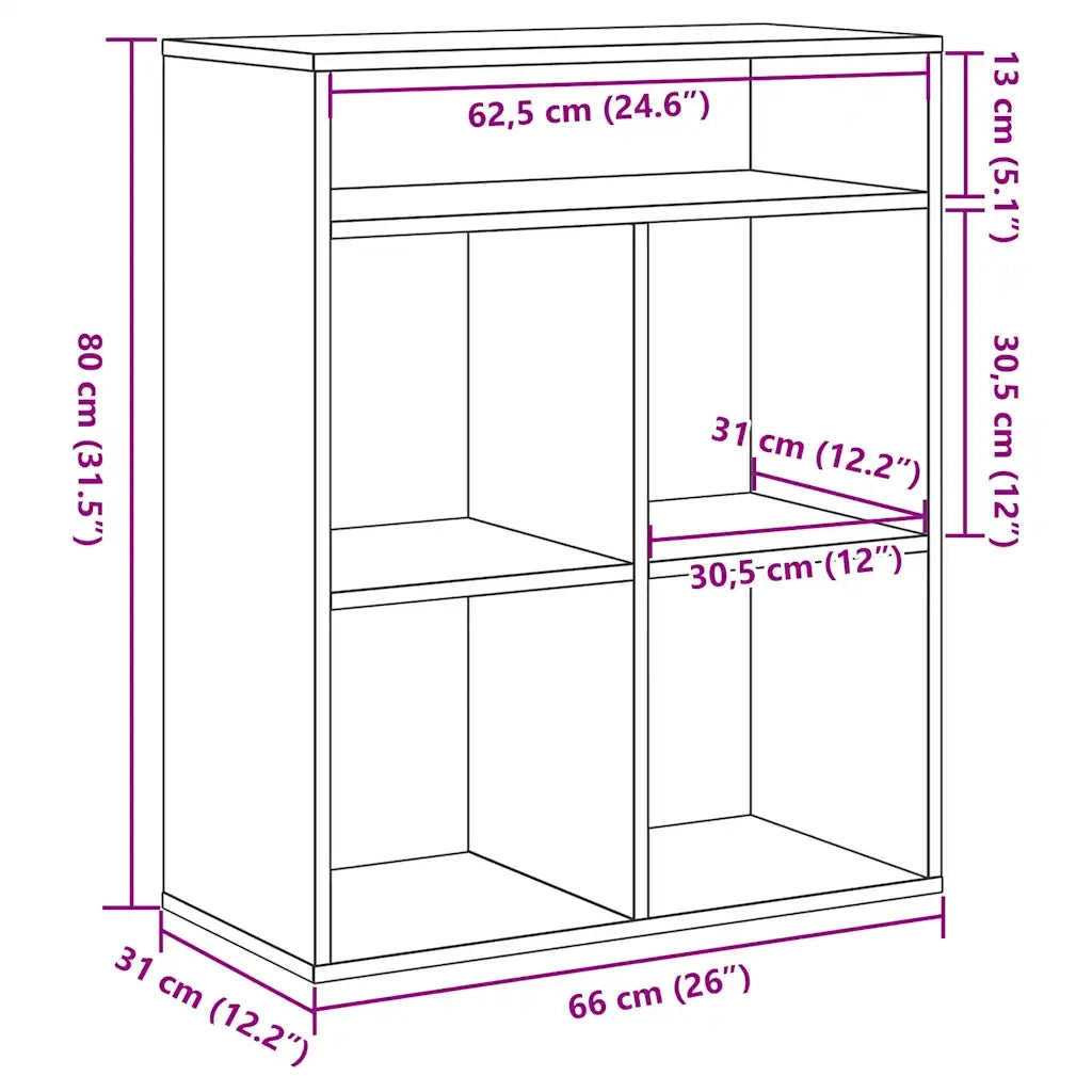 Libreria Bianca 66x31x80 cm in Legno Multistrato 860292