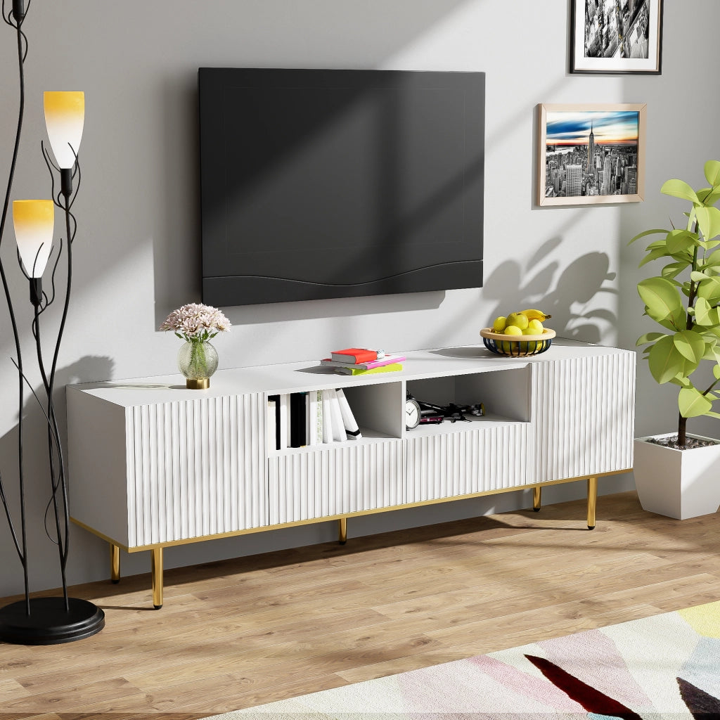 Cassettiera per TV bianca in truciolato lunghezza 165 cm