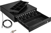 Cassafissa 12V con 5 Cassetti biglietti e 8 Cassetti monete per sistemi POS, Cassafissa moneta estraibile, 2 Bottoni, Cavo RJ11/RJ12