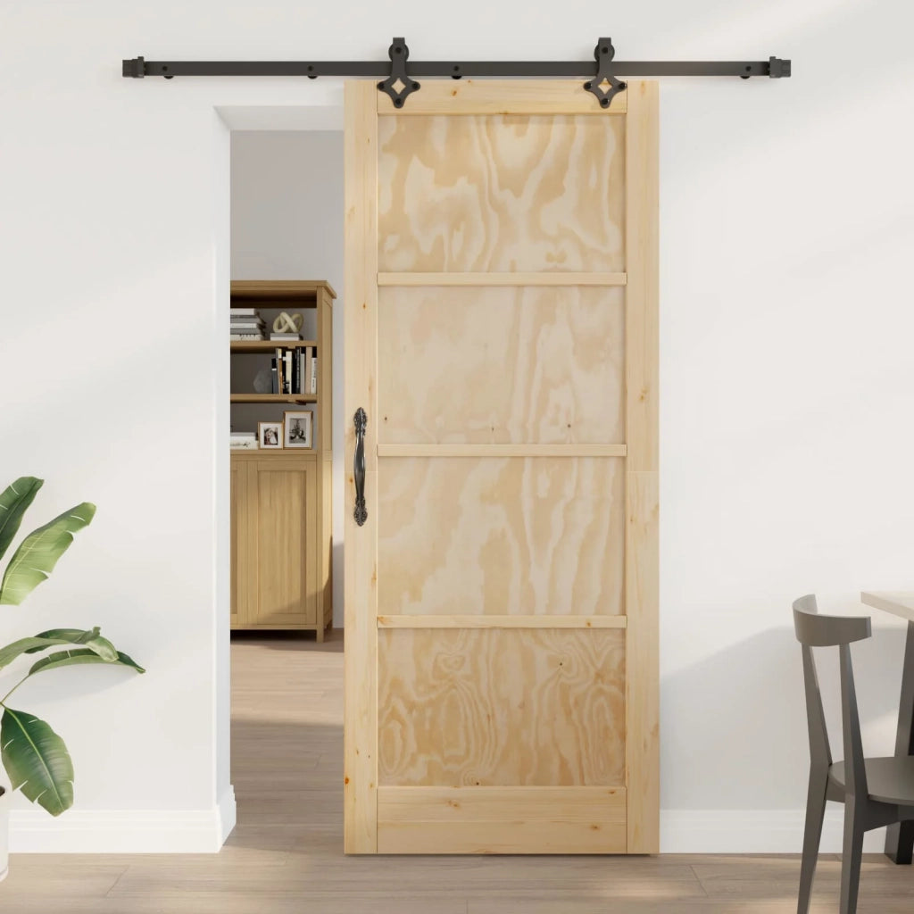 Porta scorrevole Naturale e Nero 86 x 211 cm 3445511