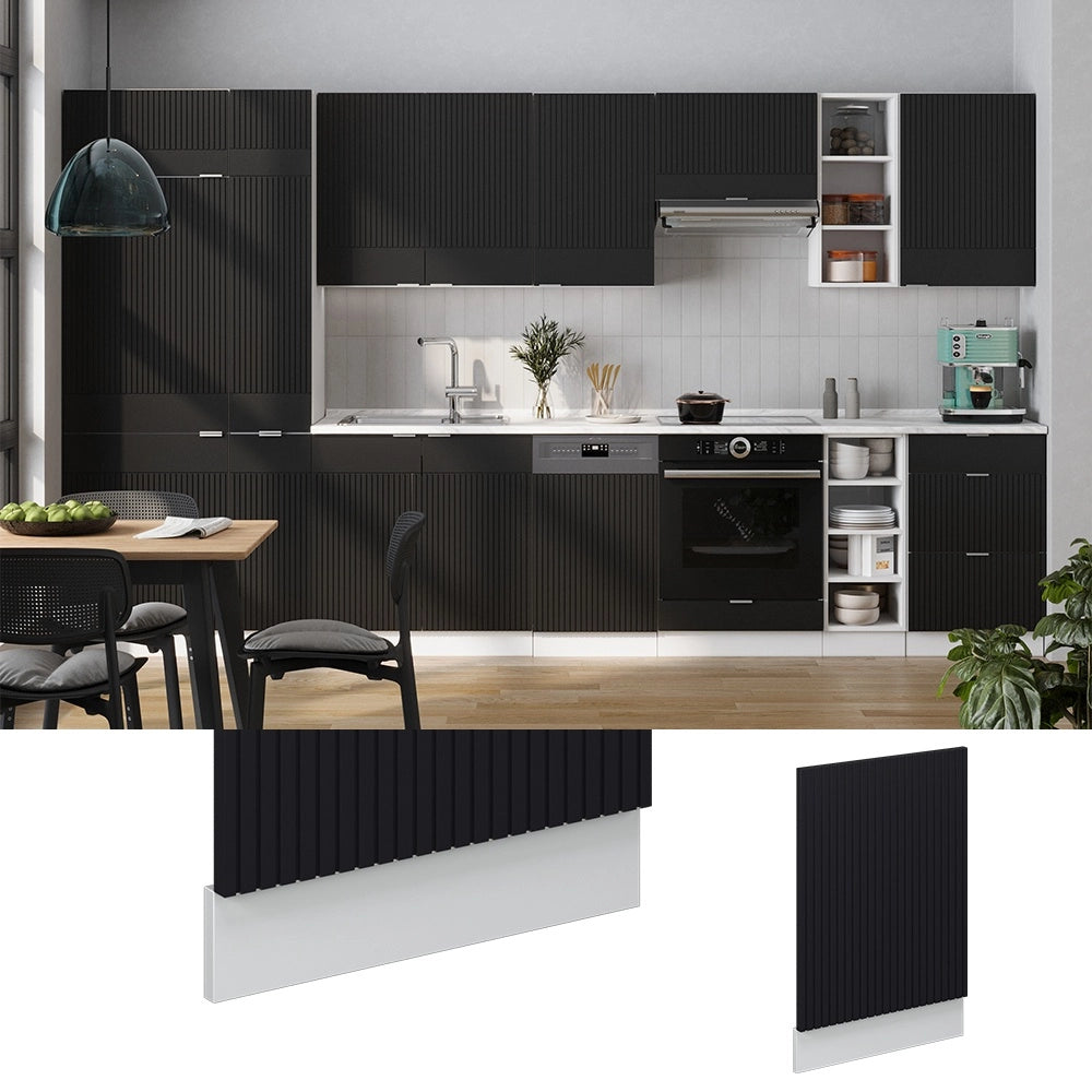 Pannello frontale Fame-Line Nero rigato/Bianco 45 cm senza piano di lavoro Vicco