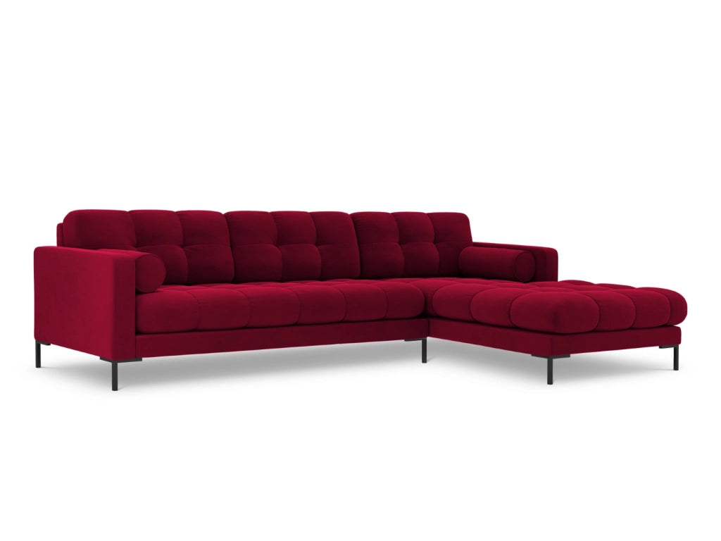 Cosmopolitan Design - Divano angolare destro "Bali" 5 posti in velluto rosso 