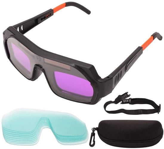 Goggle di Protezione per gli Occhi con 10 Lenti - Brilletto con Cinturino in Gomma - Funzione di Dimming Rapida - Protezione dagli Ingiusti Raggi UV