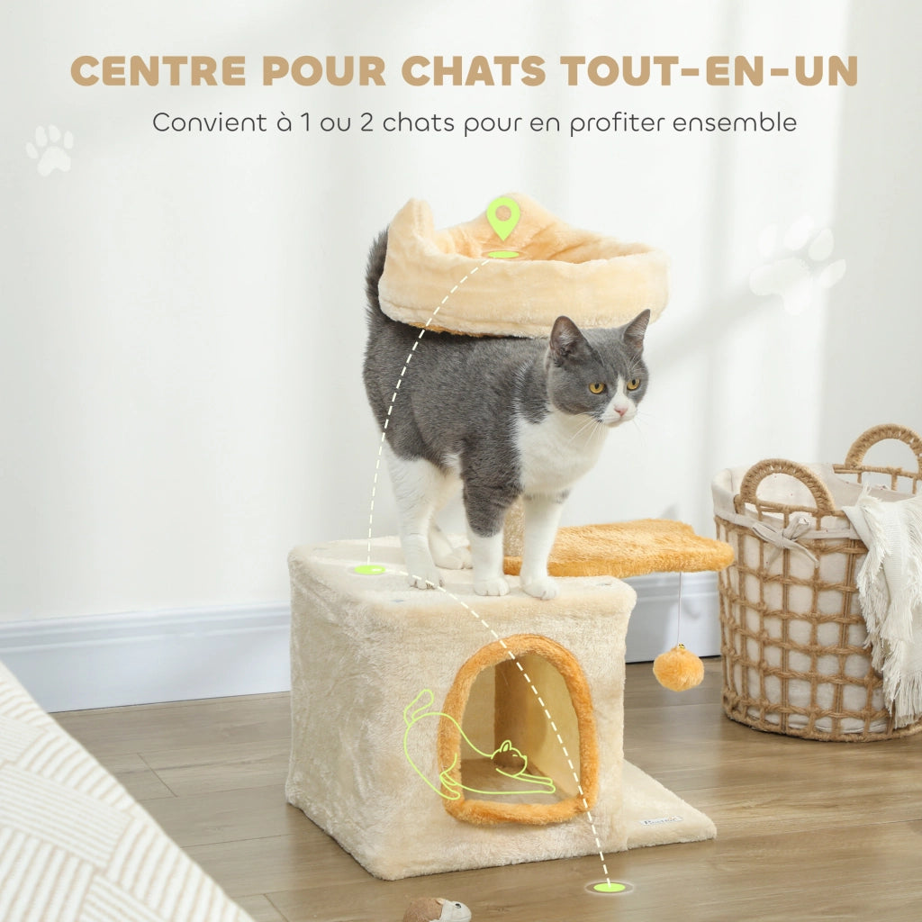 Arbre ¨¤ Chat con Perchoir e Piattaforma Pesce ¨C Xylo ¨C 72 cm, Beige