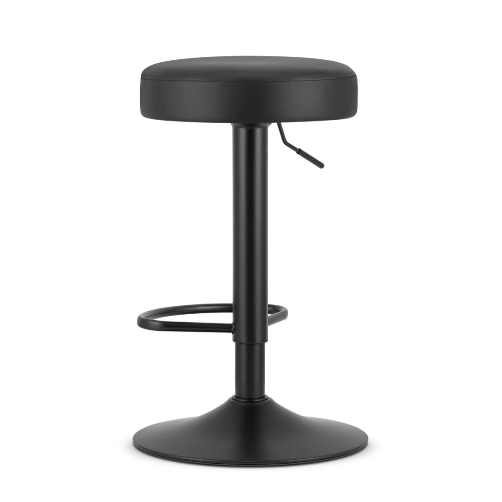Sgabello da bar ROJST in ecopelle nera con base nera