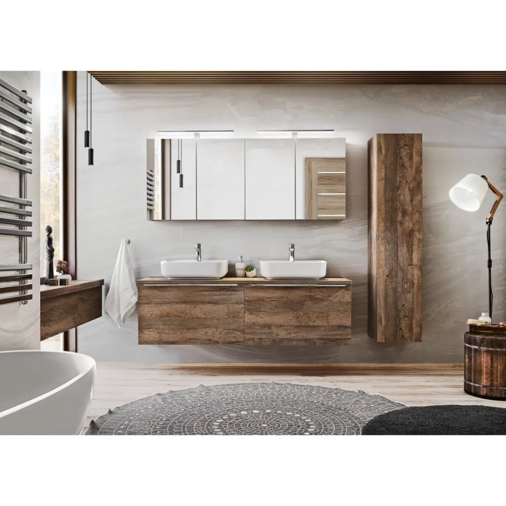 Piano lavabo VANTA quercia scura 160 cm - Mensola da bagno