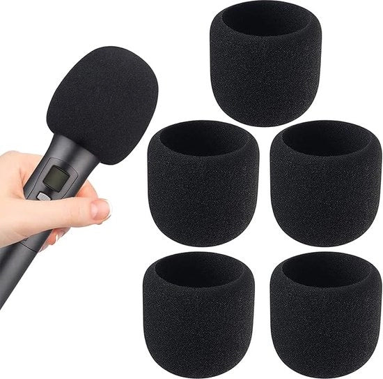 Parasole microfono, copertura microfono impermeabile, spugna alta densità, 5 pezzi, nero