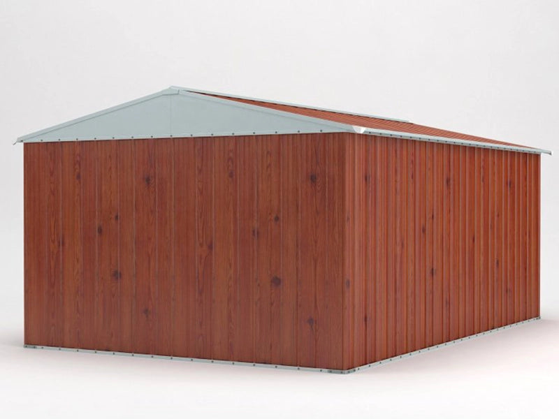 Box giardino attrezzi garage in lamiera di Acciaio Zincata 360x430m x h2.10m - 185KG - 15,48mq - LEGNO