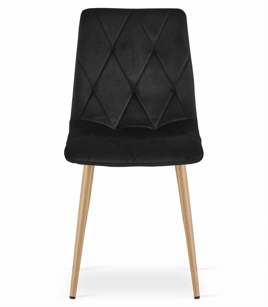 Sedia Valora TYRA in velluto nero con gambe color legno