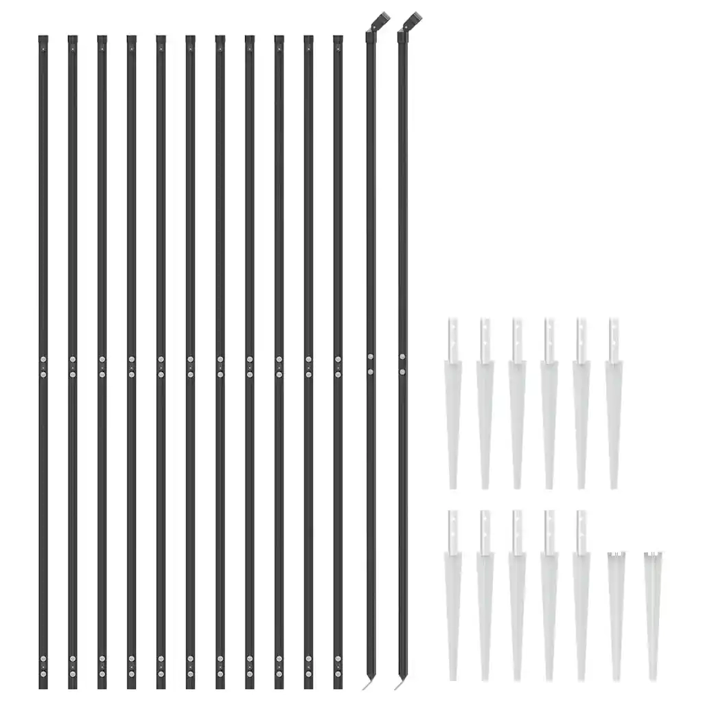 Recinzione da Giardino | Recinzione Metallica con Picchetti Ancoraggio Antracite 1,4x25m
