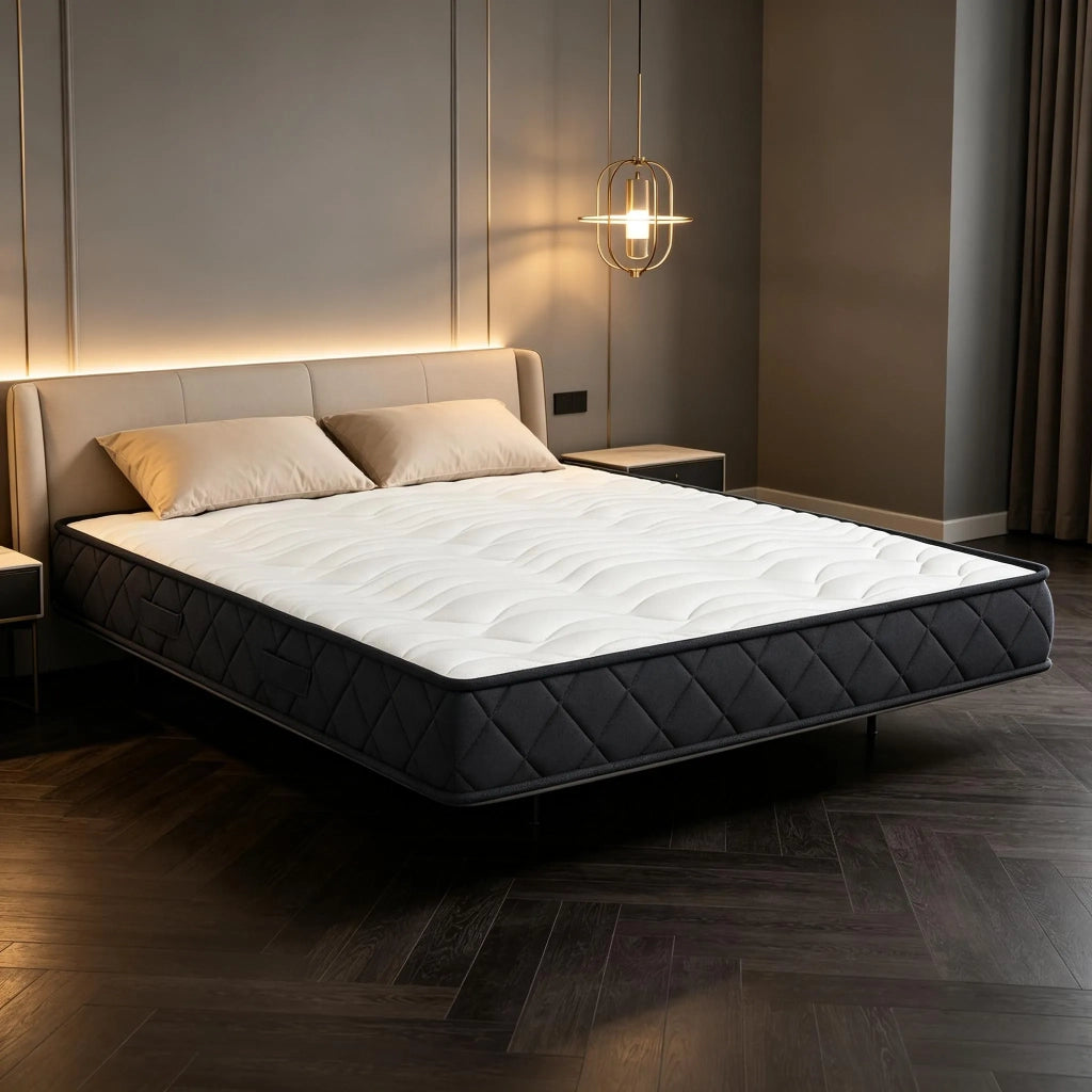 Materasso in Memory Foam e Schiuma Ondulata con Base Antiscivolo 140x190x20 cm; Bianco e Grigio