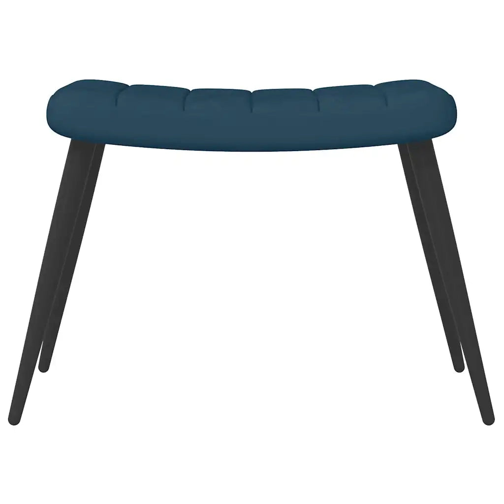 Poltrona Relax con Sgabello Blu in Velluto 327698