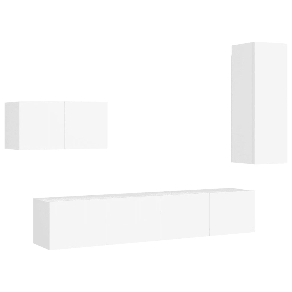 Set Mobili Porta TV 4 pz Bianco in Legno Multistrato 3078678