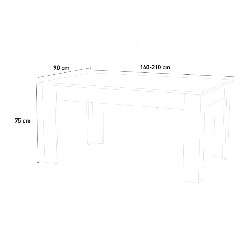 Tavolo Allungabile JESI 160 - Design Moderno Bianco Lucido