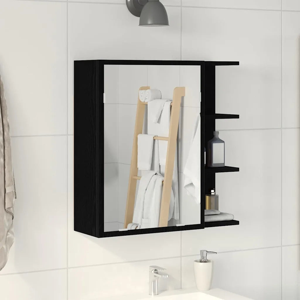 Mobiletto per specchio da bagno Rovere Nero 62,5 x 20,5 x 64 cm 862523