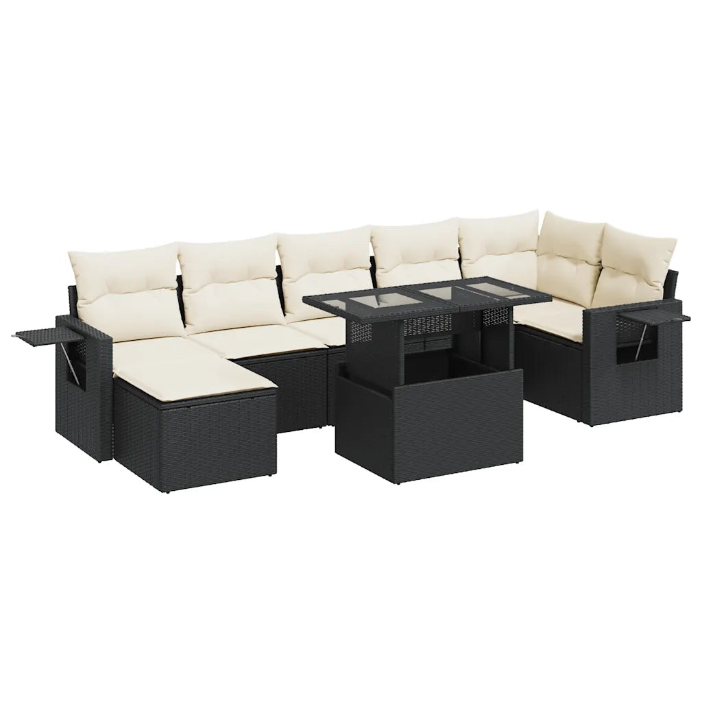 Set Divani da Giardino con Cuscini 8 pz Nero in Polyrattan 3326517