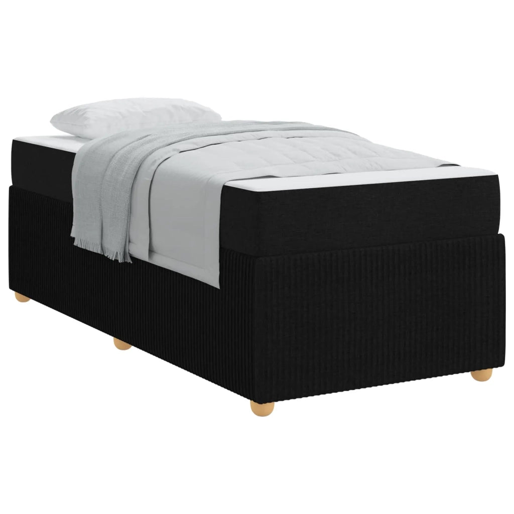 Letto singolo | Letto per adulti | Struttura del letto con materasso Nero 90 x 200 cm Tessuto