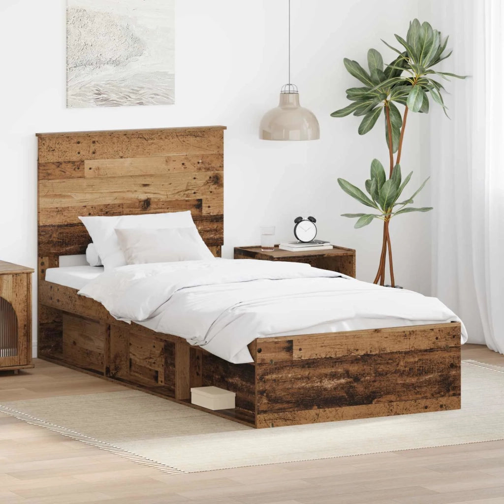 Letto singolo | Letto per adulti | Struttura del letto Legno vecchio 75 x 190 cm Pino massello