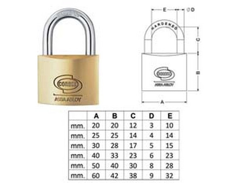 12pz lucchetto ottone arco normale prium cifratura unica ka pl110 mm40 cod:ferx.fer380713