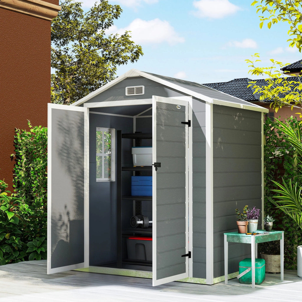 Casetta da Giardino ¨C zephmum ¨C Grigio, PP e Alluminio, 183x134x210 cm