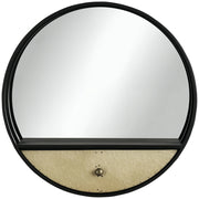 Specchio da Parete con Cassetto ¨C Minimal ¨C Nero, Metallo e MDF, ?61cm