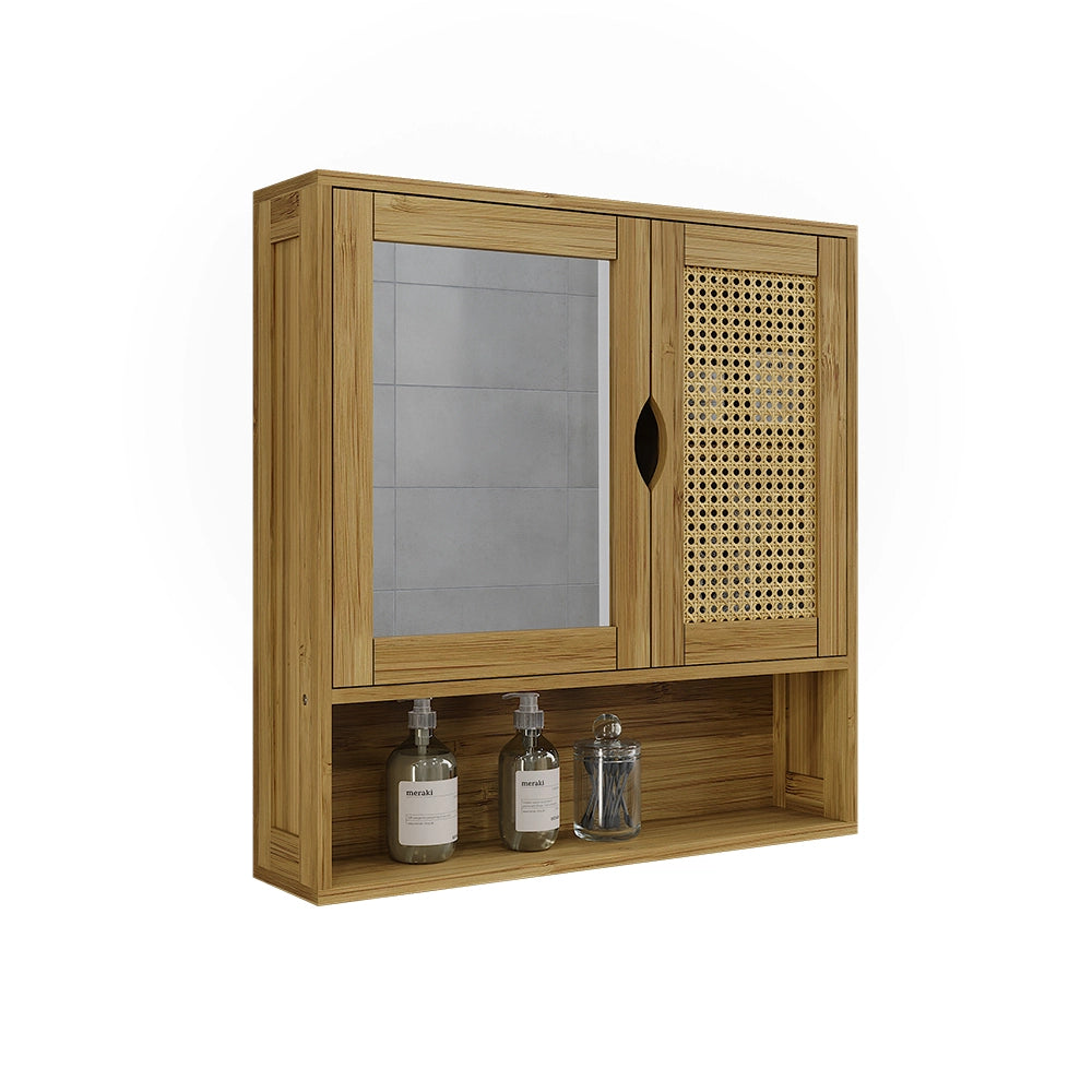 Vicco Specchio contenitore bagno Bambù/rattan 56 x 58 cm con specchio