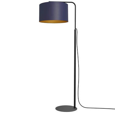 Lampada da terra Arden nera paralume blu E27 Luminex