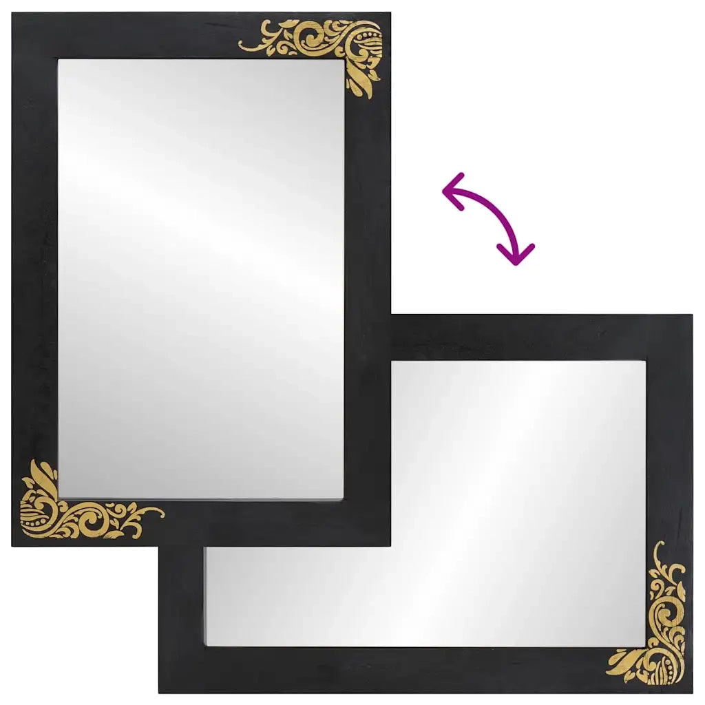 Specchio da bagno con specchio Nero e Argento 70 x 50 x 2,5 cm 4018839