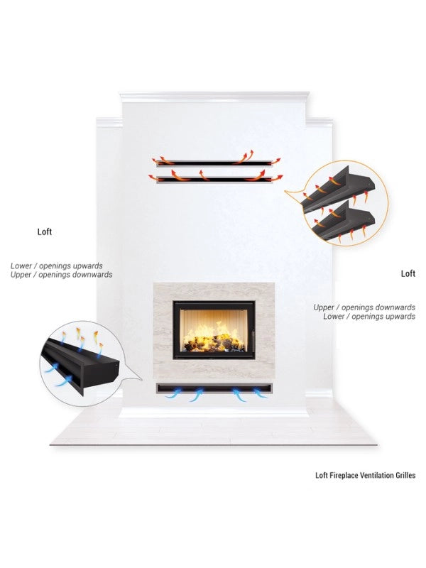 Griglia di ventilazione per camino Grafite - Loft 90x400
