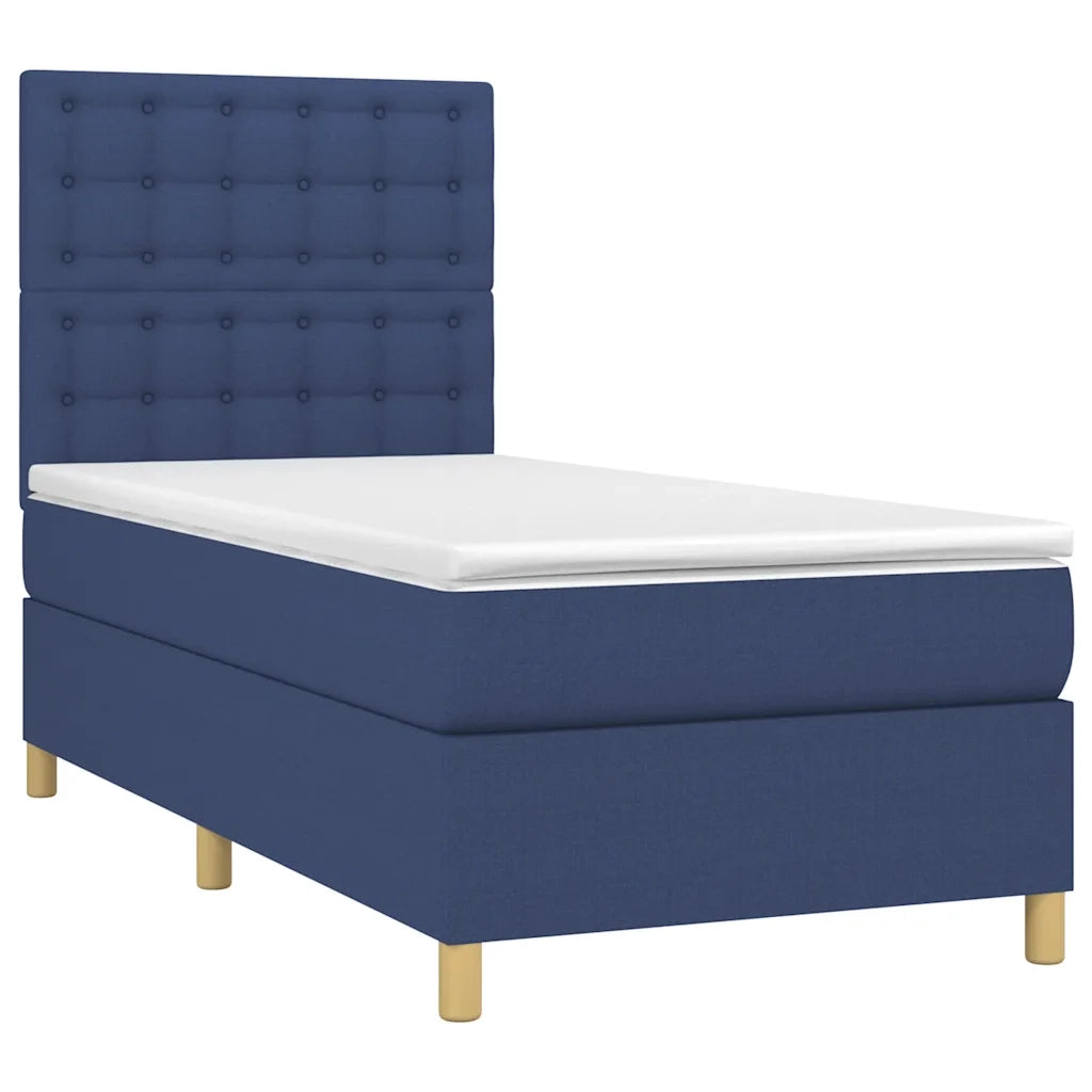 Letto a Molle con Materasso e LED Blu 90x200 cm in Tessuto 3135731