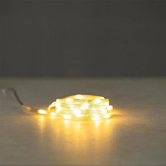 Micro-luce a catena con LED | caldo bianco | interna ed esterna | incl. timer (trasparente)
