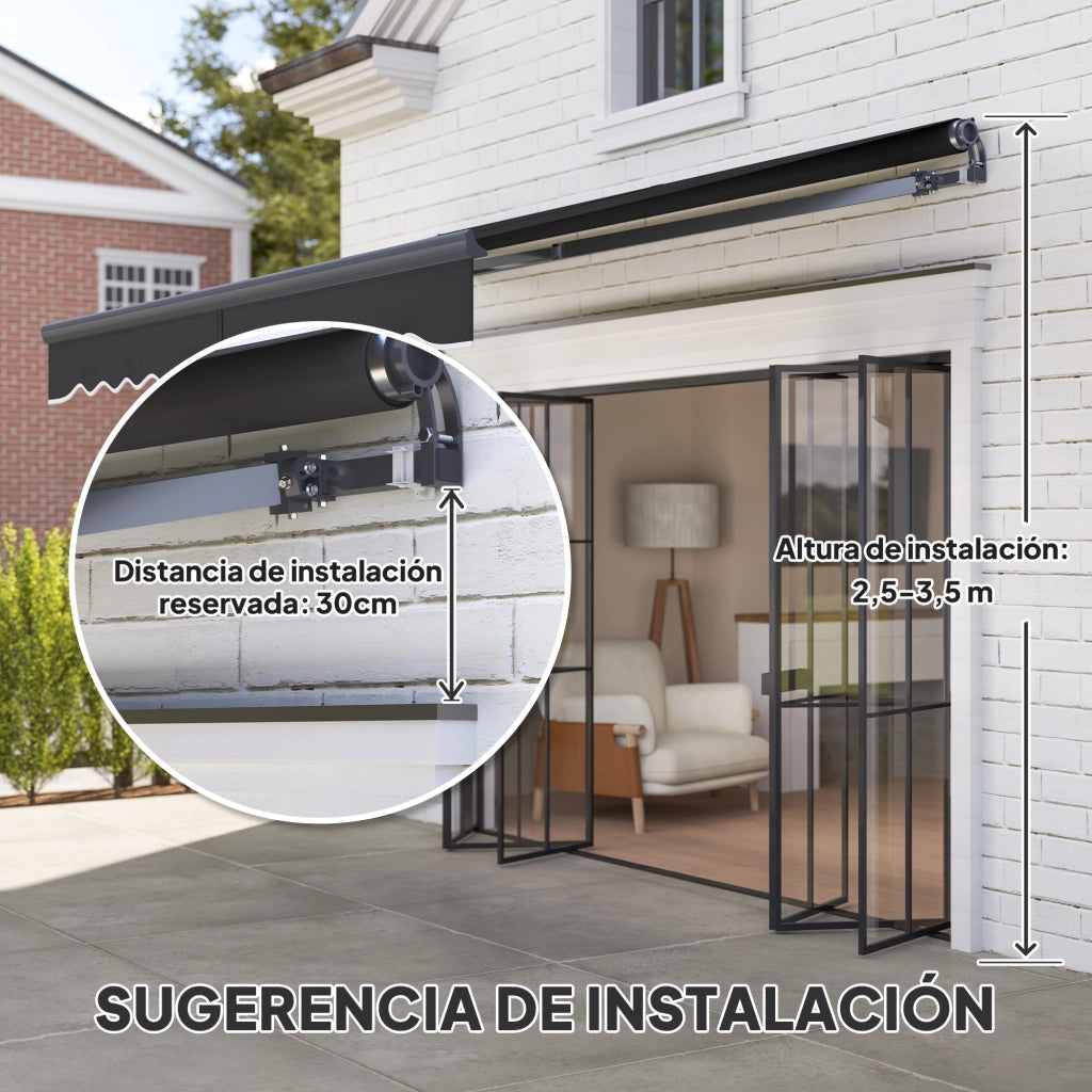 Tenda da Sole Retrattile Elettrica con Manovella ¨C Xylo ¨C Grigio Scuro 296x250 cm