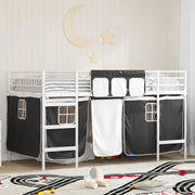 Struttura del Letto Loft per Bambini con Tendine-Giroletto per bambini Bianco e Nero 958011