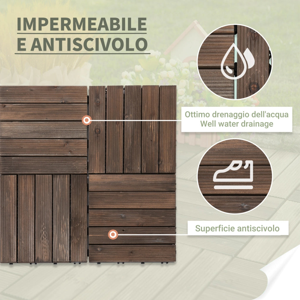 Pavimento in Legno per Esterni ¨C Minimal ¨C Set 27 Pezzi, 30x30x2.5 cm