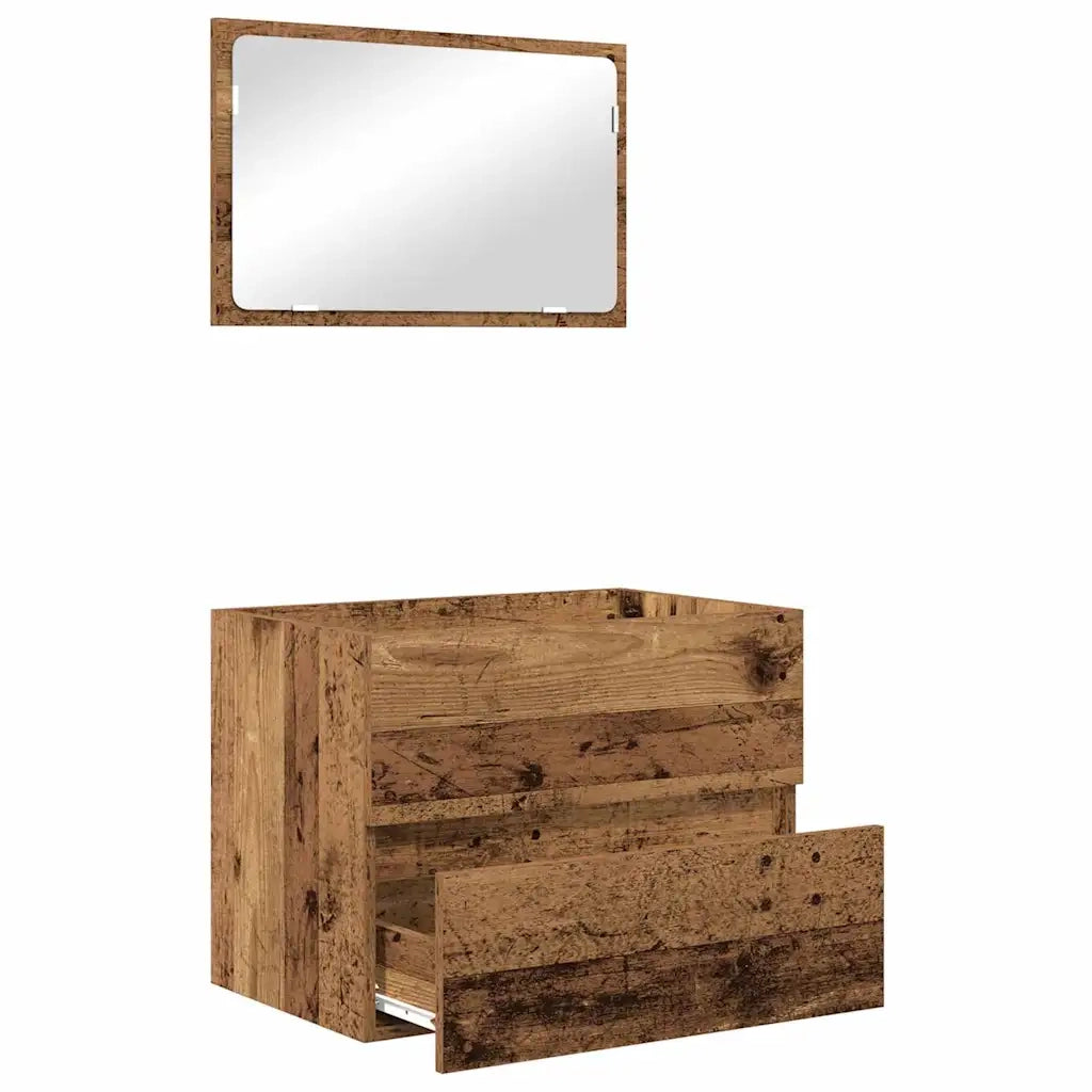 Set di mobili per il Bagno | Armadio da bagno con cassetto 2 pz Legno vecchio