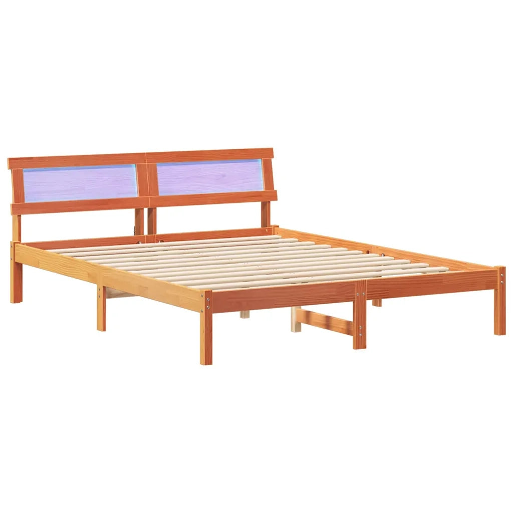 Letto matrimoniale | Letto per adulti | Struttura del letto Marrone cerato 160 x 200 cm Pino massello
