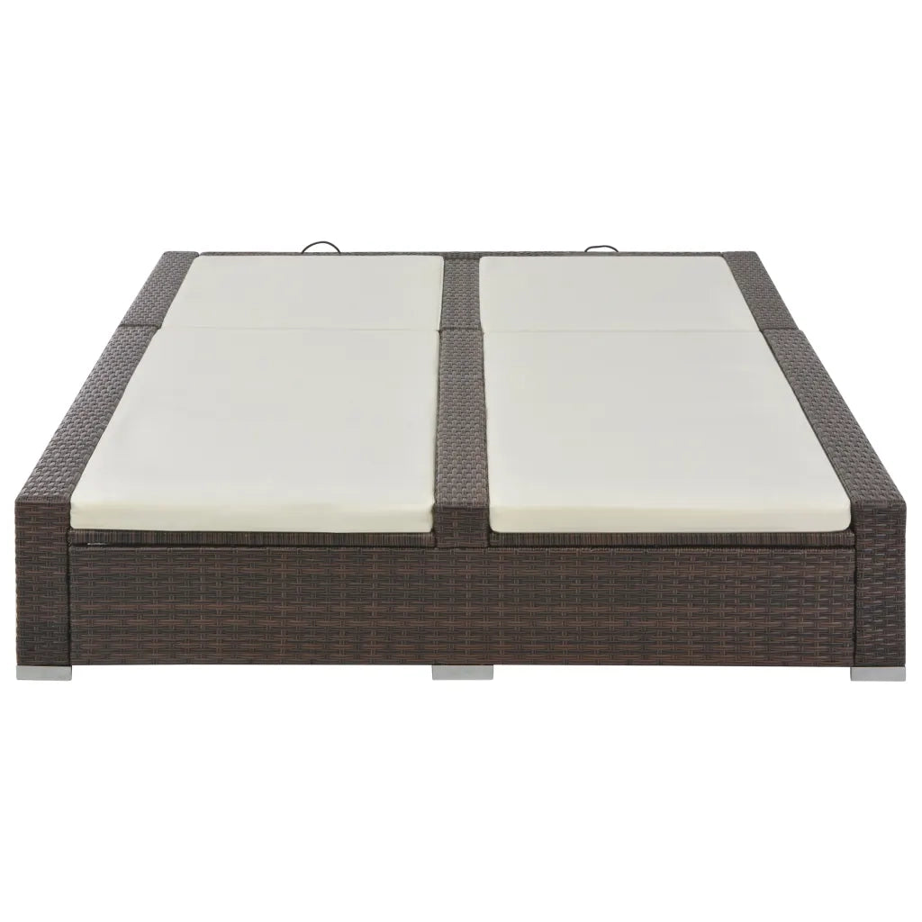 Lettino Prendisole Doppio in Polyrattan Marrone 44751