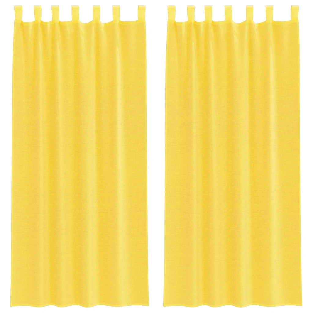 Tende in Voile con Passanti 2 pz Giallo 140x245 cm