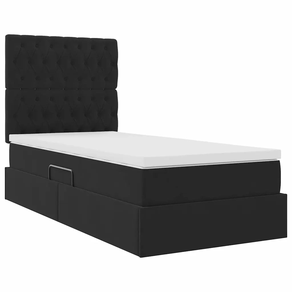 Letto con contenitore e materasso Nero 100 x 200 cm Velluto
