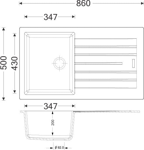 Lavello 86 cm da incasso in sintetico effetto granito una vasca - Bianco