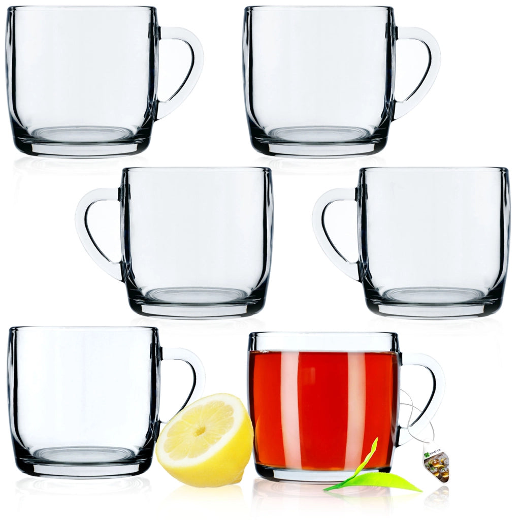 Set di 6 bicchieri da caffè e tè KADAX da 310 ml con manico.