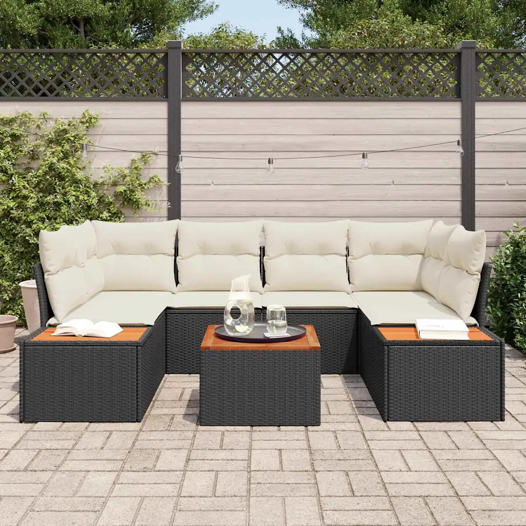Set Divano da Giardino con archiviazione 7 pcs Nero Poly Rattan 3356702