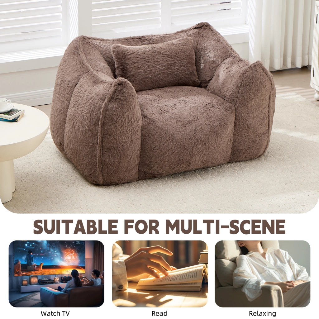 Poltrona sacco gigante con cuscino ¨C Xylo ¨C tessuto similpelle color kaki per soggiorno