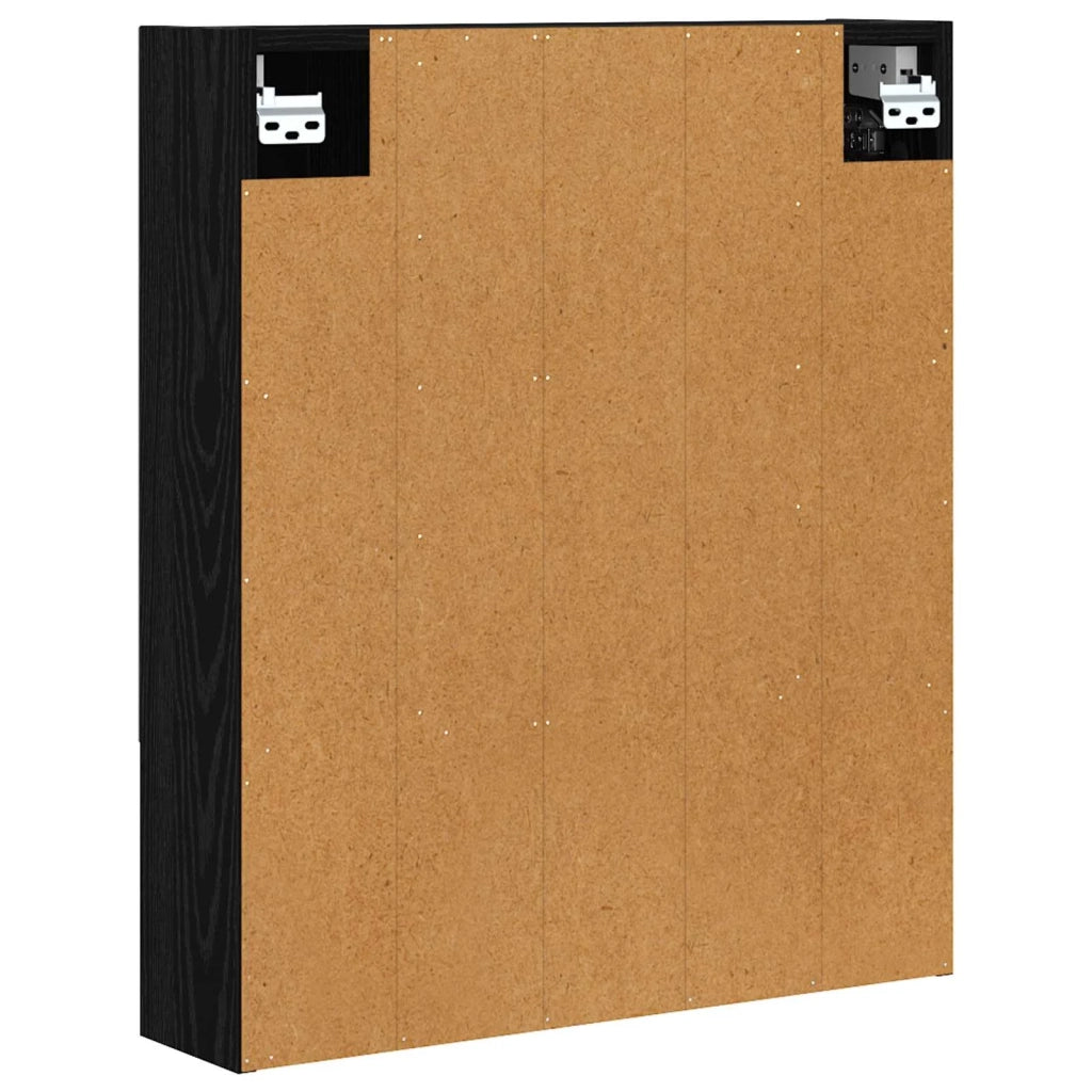 Mobiletto per specchio da Bagno | Armadio da bagno Rovere Nero 60 x 14.5 x 70 cm